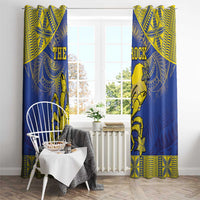 Niue The Rock Window Curtain Niuean Crab Hiapo Pattern Blue Version LT05 - Polynesian Pride