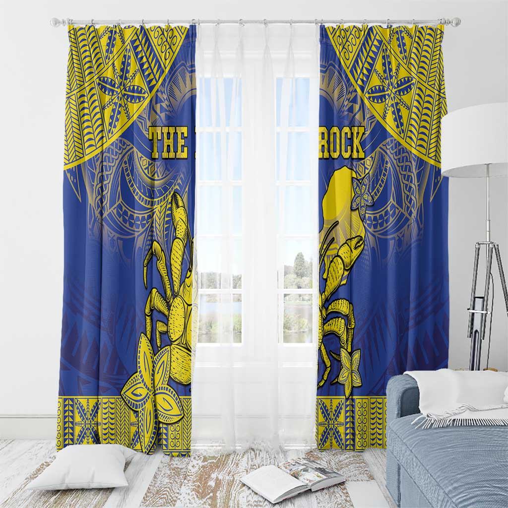 Niue The Rock Window Curtain Niuean Crab Hiapo Pattern Blue Version LT05 - Polynesian Pride