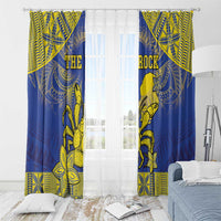 Niue The Rock Window Curtain Niuean Crab Hiapo Pattern Blue Version LT05 - Polynesian Pride