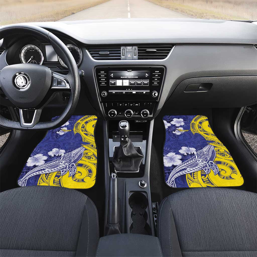 Nauru 92nd Anniversary Of Angam Car Mats Polynesian Whale Pattern LT05 Set 2pcs - Front Blue - Polynesian Pride