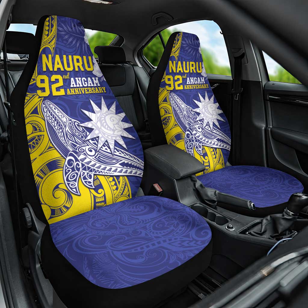 Nauru 92nd Anniversary Of Angam Car Seat Cover Polynesian Whale Pattern LT05 One Size Blue - Polynesian Pride