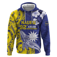 Personalised Nauru 92nd Anniversary Of Angam Hoodie Polynesian Whale Pattern LT05 Pullover Hoodie Blue - Polynesian Pride