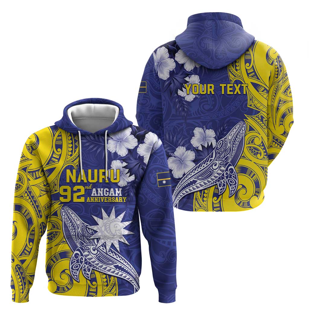 Personalised Nauru 92nd Anniversary Of Angam Hoodie Polynesian Whale Pattern LT05 - Polynesian Pride