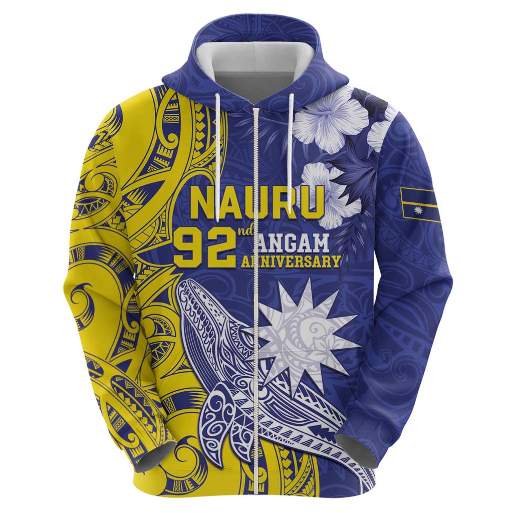 Personalised Nauru 92nd Anniversary Of Angam Hoodie Polynesian Whale Pattern LT05 - Polynesian Pride
