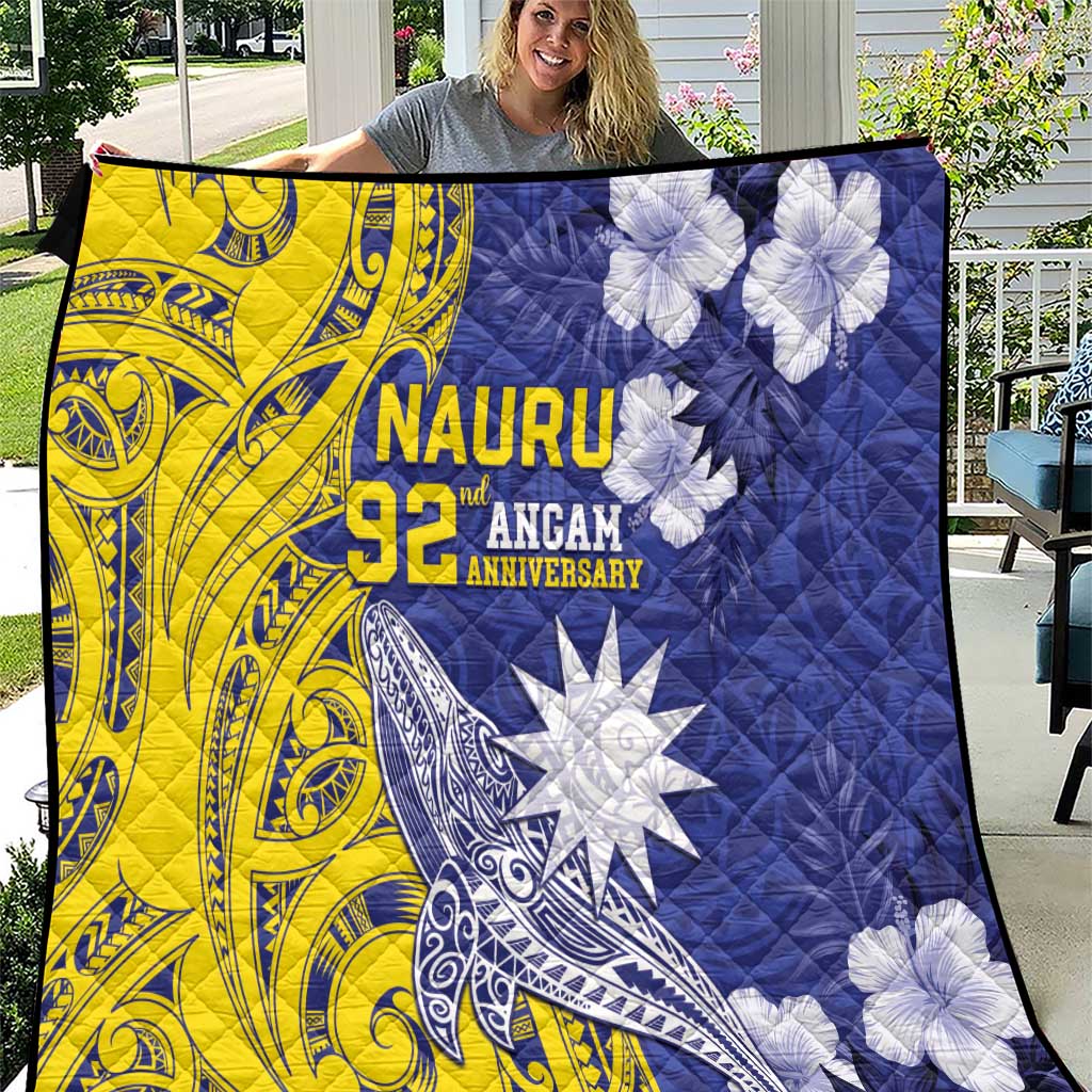 Nauru 92nd Anniversary Of Angam Quilt Polynesian Whale Pattern LT05 Blue - Polynesian Pride