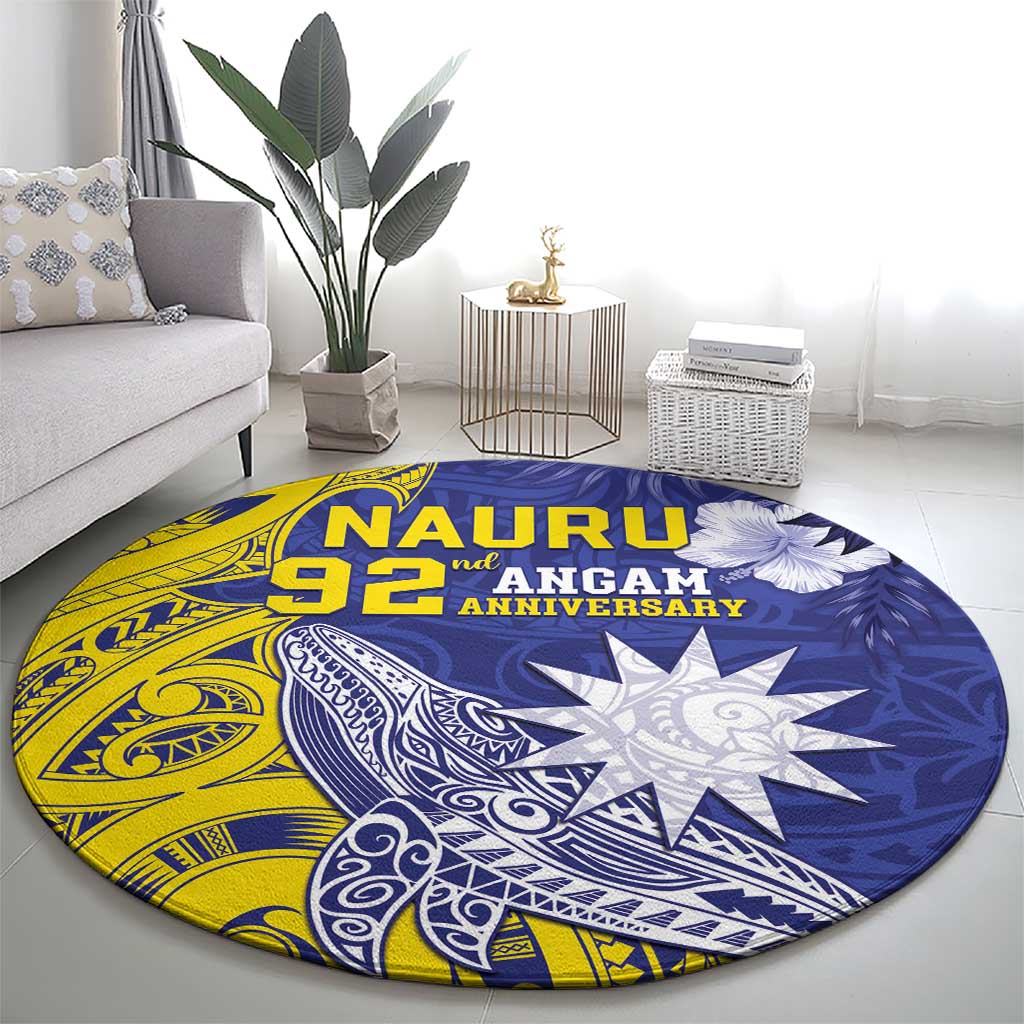 Nauru 92nd Anniversary Of Angam Round Carpet Polynesian Whale Pattern LT05 - Polynesian Pride