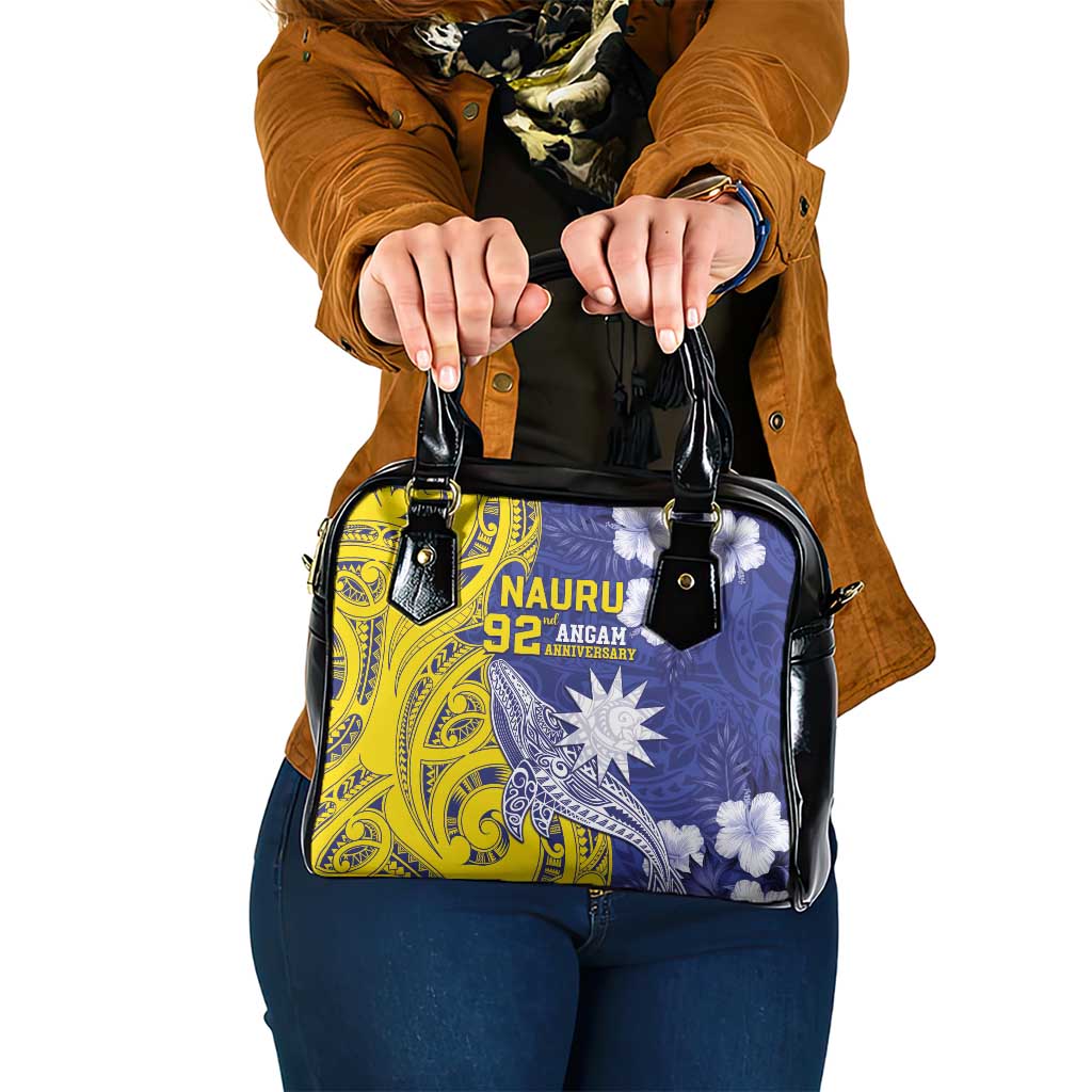 Nauru 92nd Anniversary Of Angam Shoulder Handbag Polynesian Whale Pattern LT05 One Size Blue - Polynesian Pride