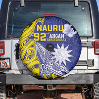 Nauru 92nd Anniversary Of Angam Spare Tire Cover Polynesian Whale Pattern LT05 Blue - Polynesian Pride