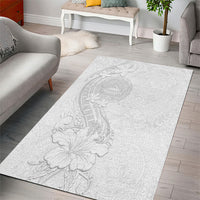 American Samoa White Sunday Area Rug Polynesian Pattern With Tropical Flowers LT05 - Polynesian Pride