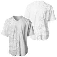 American Samoa White Sunday Baseball Jersey Polynesian Pattern With Tropical Flowers LT05 - Polynesian Pride