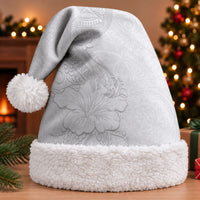American Samoa White Sunday Christmas Santa Hat Polynesian Pattern With Tropical Flowers