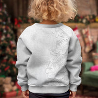 American Samoa White Sunday Kid Ugly Christmas Sweater Polynesian Pattern With Tropical Flowers