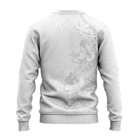 American Samoa White Sunday Ugly Christmas Sweater Polynesian Pattern With Tropical Flowers