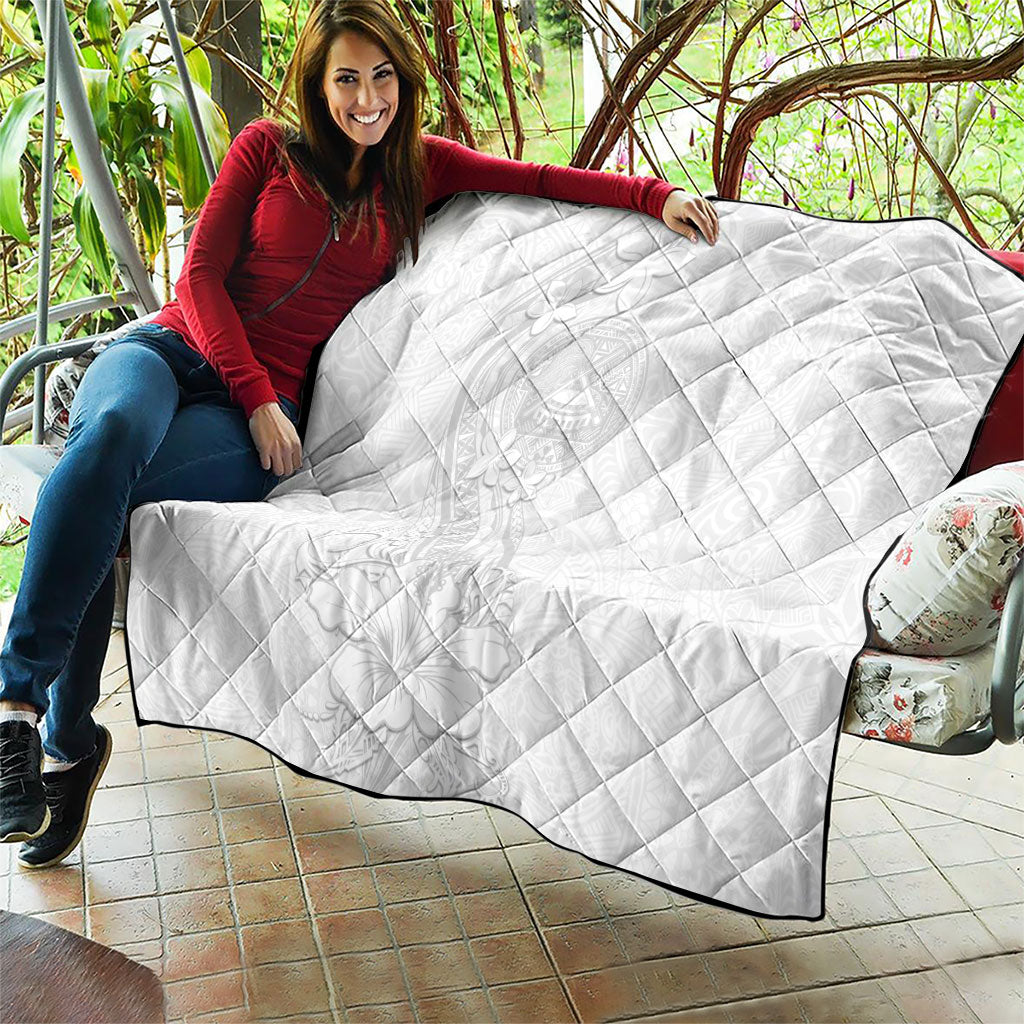American Samoa White Sunday Quilt Polynesian Pattern With Tropical Flowers LT05 - Polynesian Pride