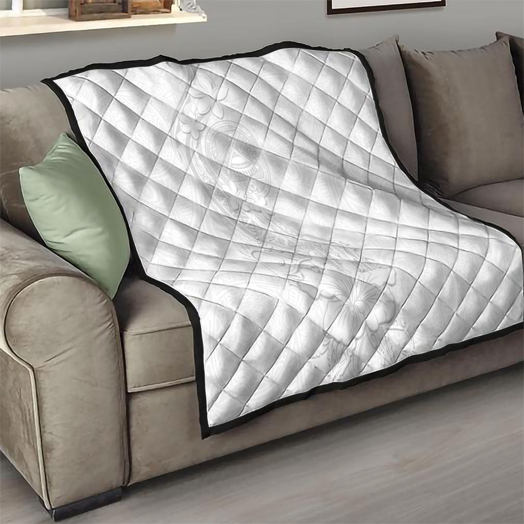 American Samoa White Sunday Quilt Polynesian Pattern With Tropical Flowers LT05 - Polynesian Pride