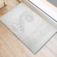 American Samoa White Sunday Rubber Doormat Polynesian Pattern With Tropical Flowers LT05 - Polynesian Pride