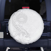 American Samoa White Sunday Spare Tire Cover Polynesian Pattern With Tropical Flowers LT05 No hole White - Polynesian Pride