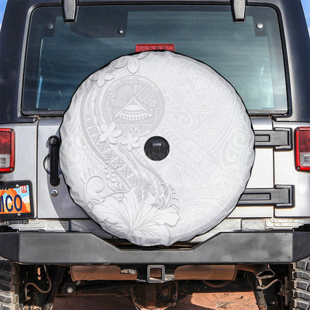 American Samoa White Sunday Spare Tire Cover Polynesian Pattern With Tropical Flowers LT05 White - Polynesian Pride