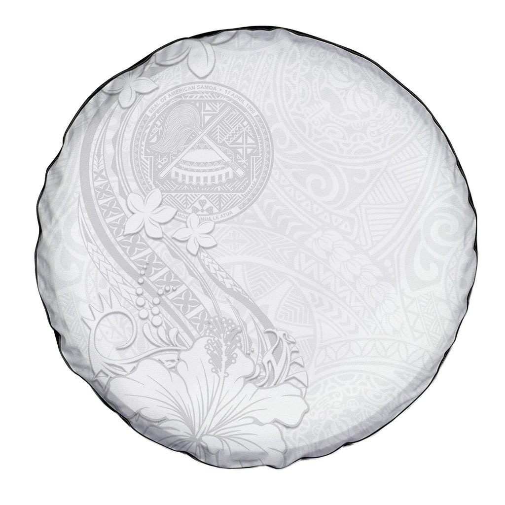 American Samoa White Sunday Spare Tire Cover Polynesian Pattern With Tropical Flowers LT05 - Polynesian Pride