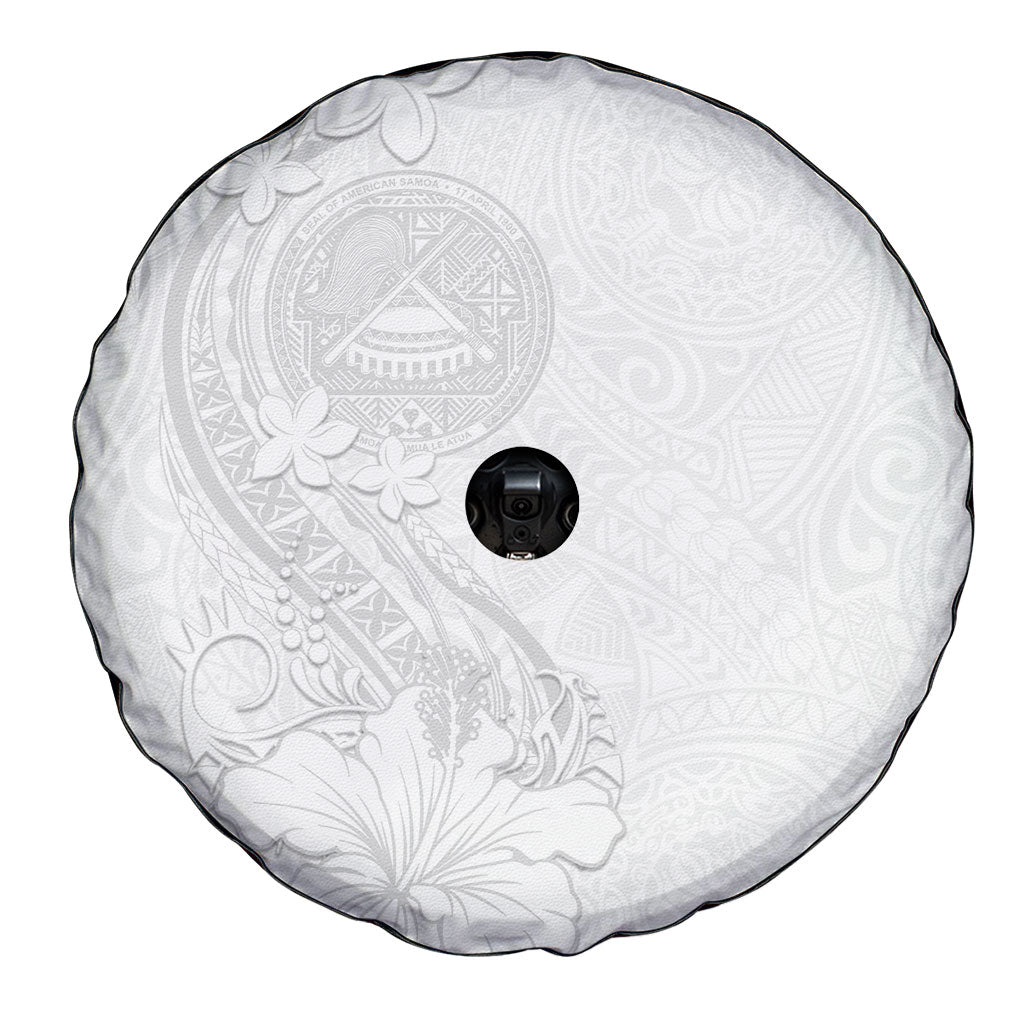 American Samoa White Sunday Spare Tire Cover Polynesian Pattern With Tropical Flowers LT05 - Polynesian Pride