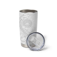 American Samoa White Sunday Tumbler Cup Polynesian Pattern With Tropical Flowers LT05 - Polynesian Pride