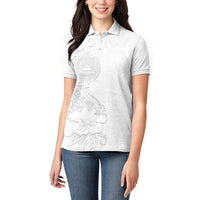 American Samoa White Sunday Women Polo Shirt Polynesian Pattern With Tropical Flowers LT05 - Polynesian Pride