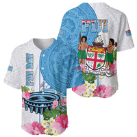 Fiji Day Baseball Jersey Tanoa Hibiscus Fijian Tapa Masi Pattern LT05 - Polynesian Pride