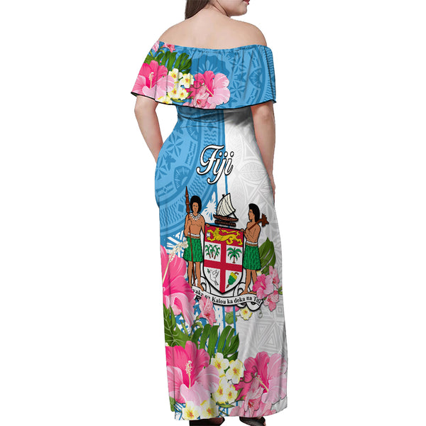 Fiji Day Off Shoulder Maxi Dress Tanoa Hibiscus Fijian Tapa Masi ...