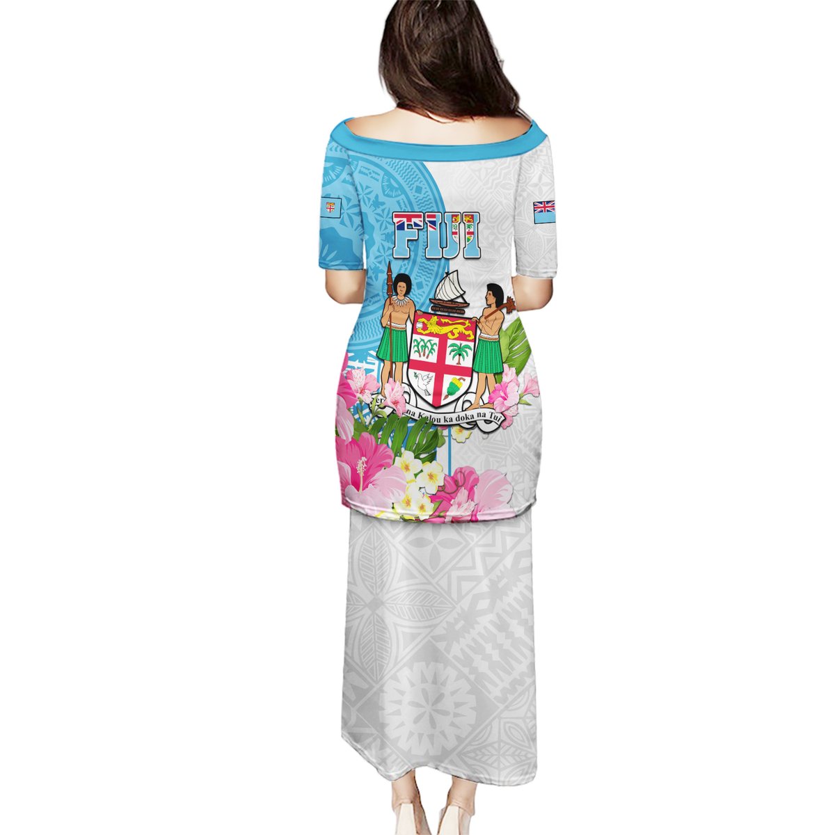 Fiji Day Puletasi Tanoa Hibiscus Fijian Tapa Masi Pattern LT05 - Polynesian Pride