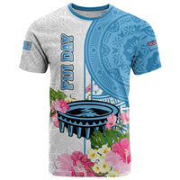 Fiji Day T Shirt Tanoa Hibiscus Fijian Tapa Masi Pattern LT05 White - Polynesian Pride
