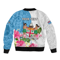 Personalized Fiji Day Bomber Jacket Tanoa Hibiscus Fijian Tapa Masi Pattern LT05 - Polynesian Pride