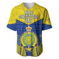 Niue Constitution Day Baseball Jersey Coat Of Arms Niuean Hiapo Pattern LT05 Yellow - Polynesian Pride