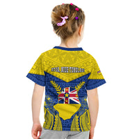 Niue Constitution Day Kid T Shirt Coat Of Arms Niuean Hiapo Pattern LT05 - Polynesian Pride