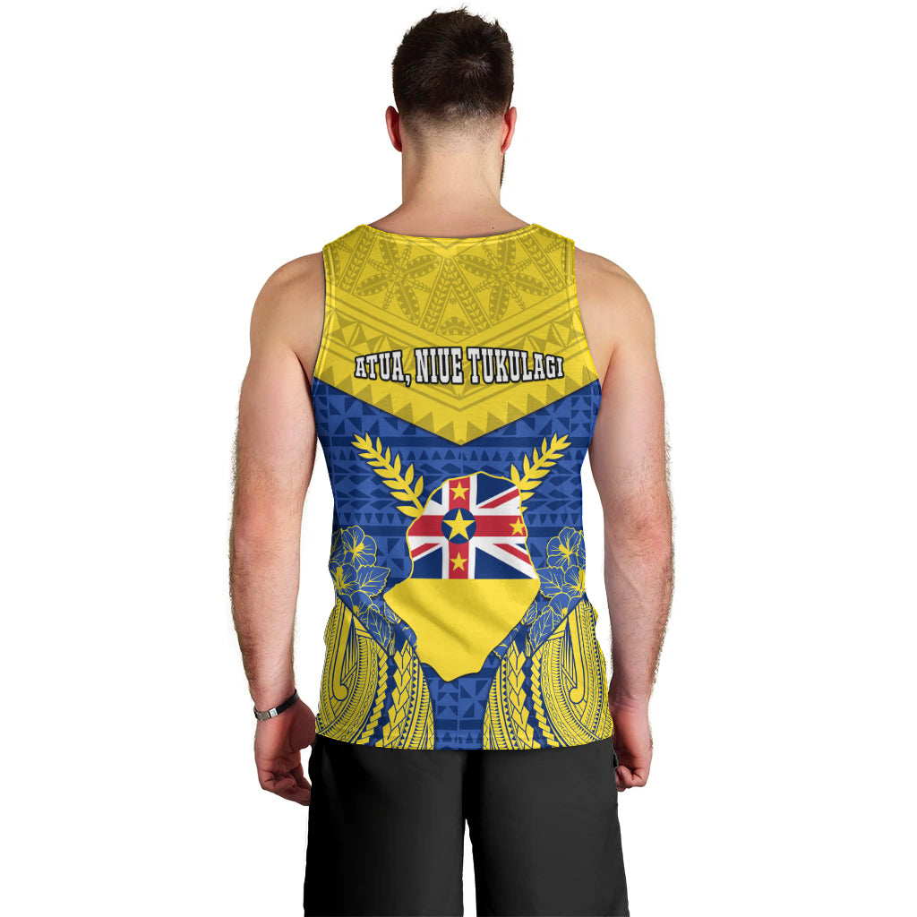 Niue Constitution Day Men Tank Top Coat Of Arms Niuean Hiapo Pattern LT05 - Polynesian Pride