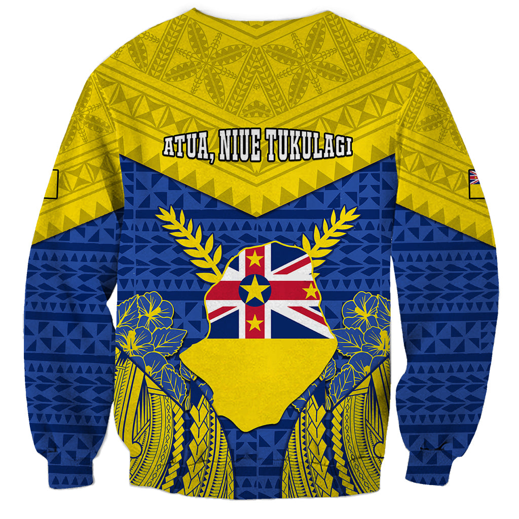 Niue Constitution Day Sweatshirt Coat Of Arms Niuean Hiapo Pattern LT05 - Polynesian Pride