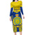 Personalized Niue Constitution Day Family Matching Long Sleeve Bodycon Dress and Hawaiian Shirt Coat Of Arms Niuean Hiapo Pattern LT05 Mom's Dress Yellow - Polynesian Pride