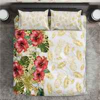 Hawaii Discoverers Day Bedding Set Tropical Hibiscus Glitter White LT05 White - Polynesian Pride