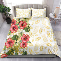 Hawaii Discoverers Day Bedding Set Tropical Hibiscus Glitter White LT05 - Polynesian Pride
