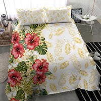 Hawaii Discoverers Day Bedding Set Tropical Hibiscus Glitter White LT05 - Polynesian Pride