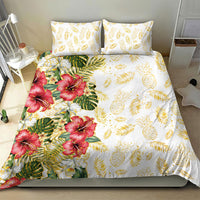 Hawaii Discoverers Day Bedding Set Tropical Hibiscus Glitter White LT05 - Polynesian Pride