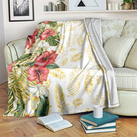 Hawaii Discoverers Day Blanket Tropical Hibiscus Glitter White LT05 White - Polynesian Pride