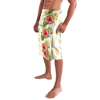 Hawaii Discoverers Day Lavalava Tropical Hibiscus Glitter White