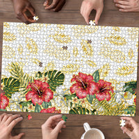 Hawaii Discoverers Day Puzzle Tropical Hibiscus Glitter White LT05 - Polynesian Pride