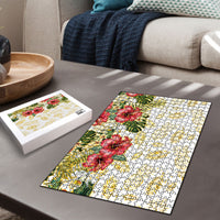 Hawaii Discoverers Day Puzzle Tropical Hibiscus Glitter White LT05 - Polynesian Pride