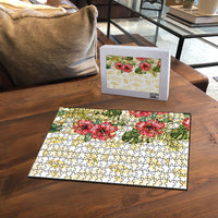 Hawaii Discoverers Day Puzzle Tropical Hibiscus Glitter White LT05 - Polynesian Pride