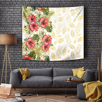 Hawaii Discoverers Day Tapestry Tropical Hibiscus Glitter White