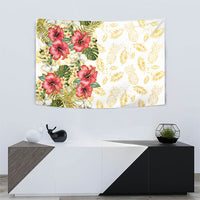 Hawaii Discoverers Day Tapestry Tropical Hibiscus Glitter White