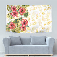 Hawaii Discoverers Day Tapestry Tropical Hibiscus Glitter White