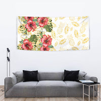 Hawaii Discoverers Day Tapestry Tropical Hibiscus Glitter White