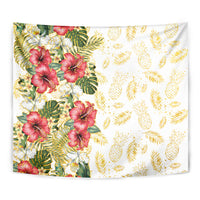 Hawaii Discoverers Day Tapestry Tropical Hibiscus Glitter White